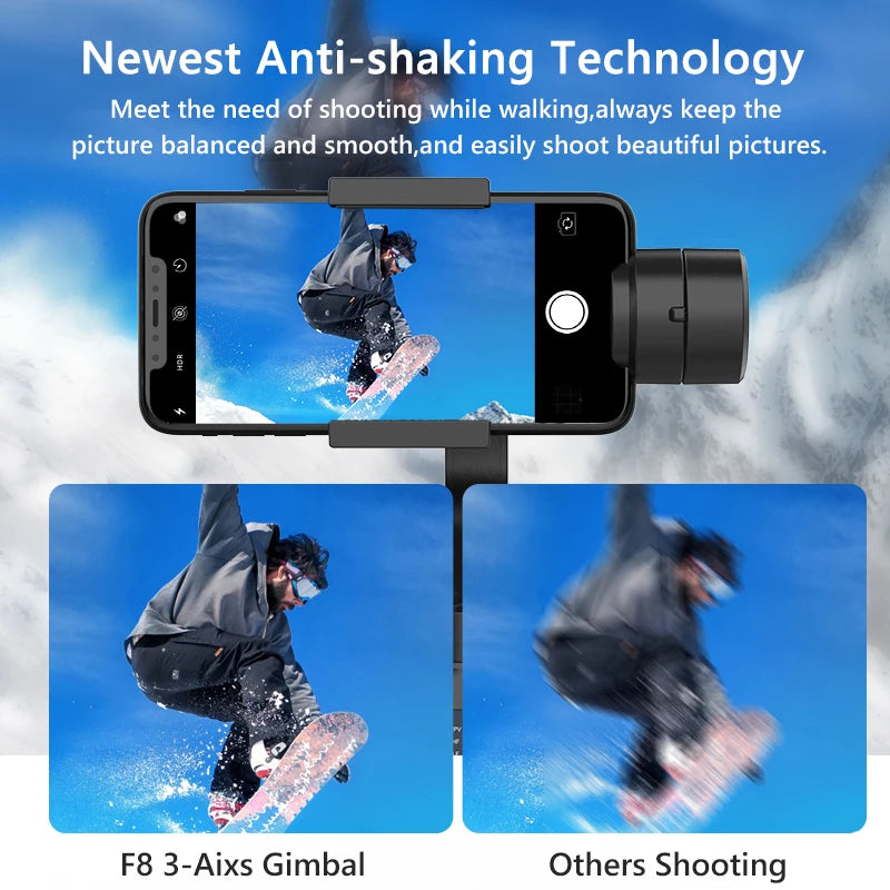 F8 Handheld 3-Axis Gimbal Phone Holder Anti Shake Video Record Stabilizer