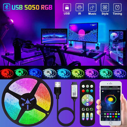 USB 1-30M Led Strip Lights RGB 5050 Bluetooth