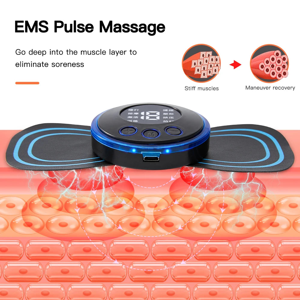 Neck Rechargeable Massager Patch for Muscle Pain Relief