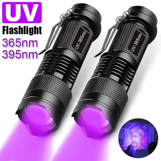 UV Flashlight LED Ultraviolet Torch Zoomable Mini Ultra Violet Lights