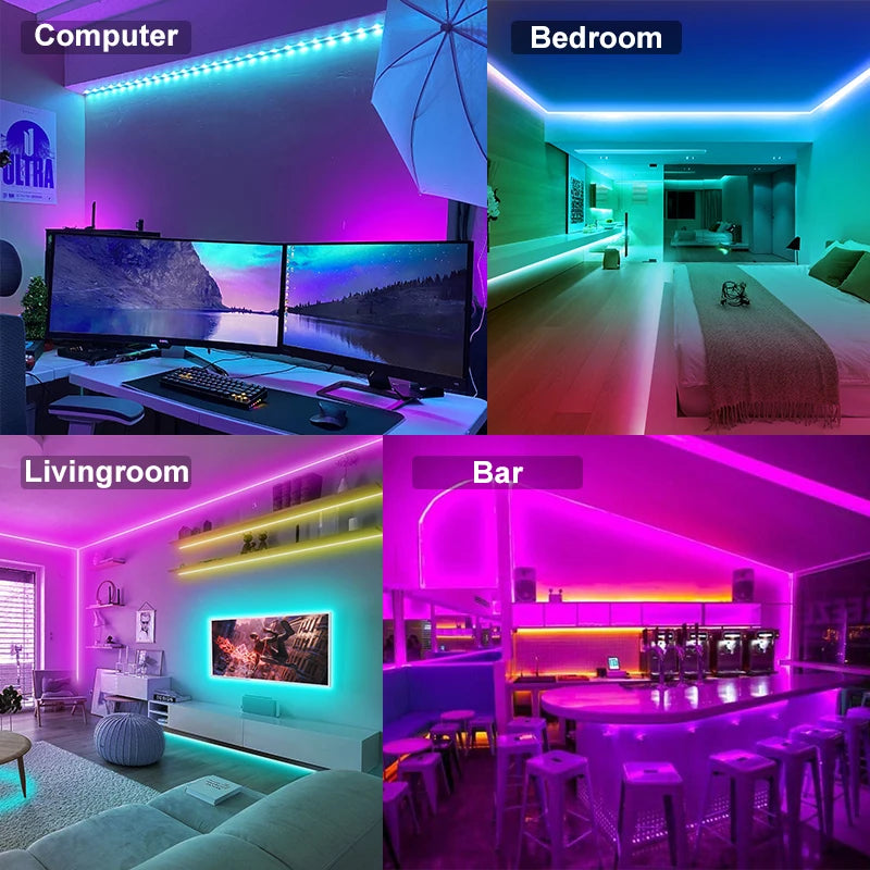 USB 1-30M Led Strip Lights RGB 5050 Bluetooth