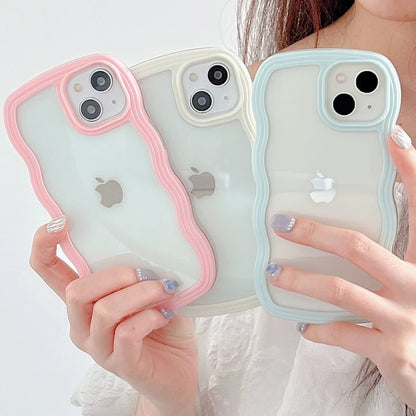 Soft Wavy Lines Phone Case For iPhone 14 & 15 Candy Bumper Transparent Cover