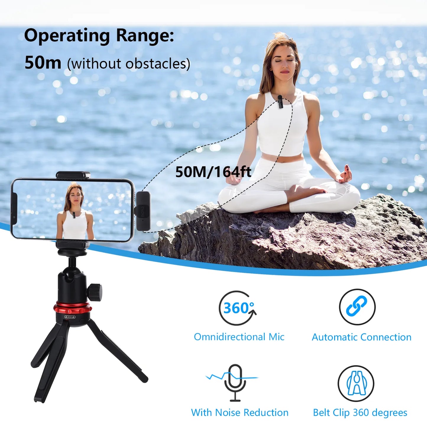 BOYA Professional Wireless Lavalier Mini Microphone for iPhone iPad Android