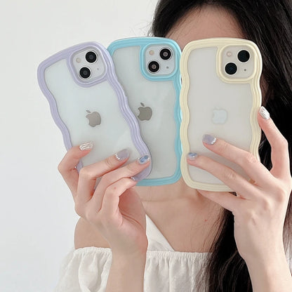 Soft Wavy Lines Phone Case For iPhone 14 & 15 Candy Bumper Transparent Cover