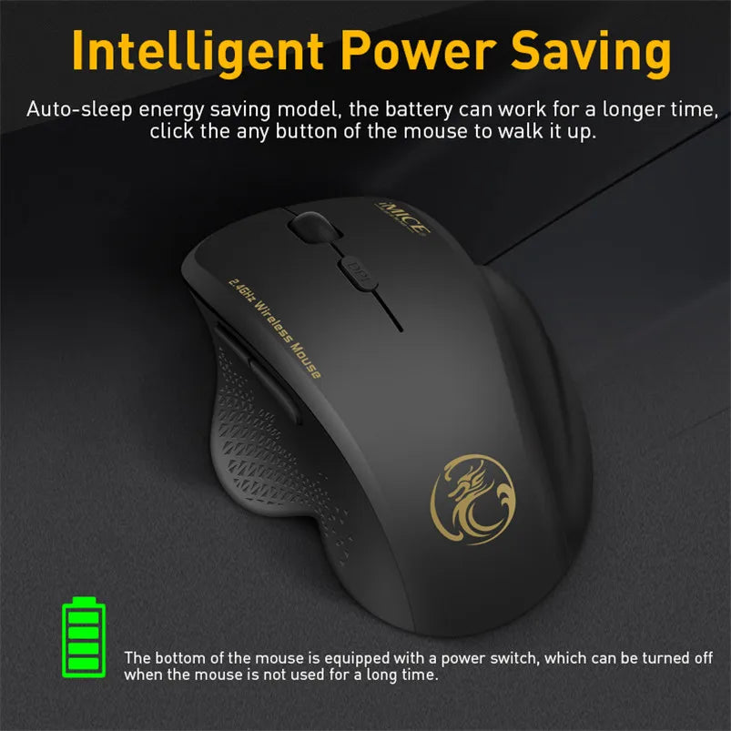 Wireless Mouse with USB Receiver 6 buttons 2.4Ghz Wireless Mice 1600 DPI For Laptop