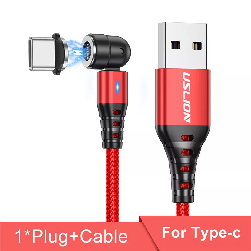 USLION Rotate 5A Magnetic Cable Fast Charging Micro USB Type C Cable for iPhone