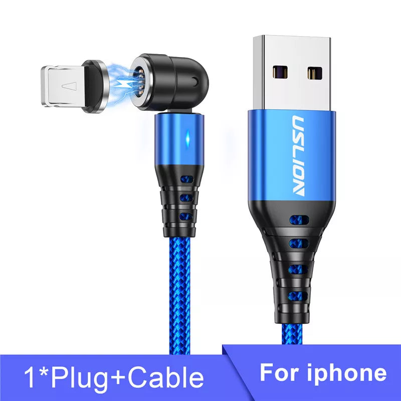 USLION Rotate 5A Magnetic Cable Fast Charging Micro USB Type C Cable for iPhone