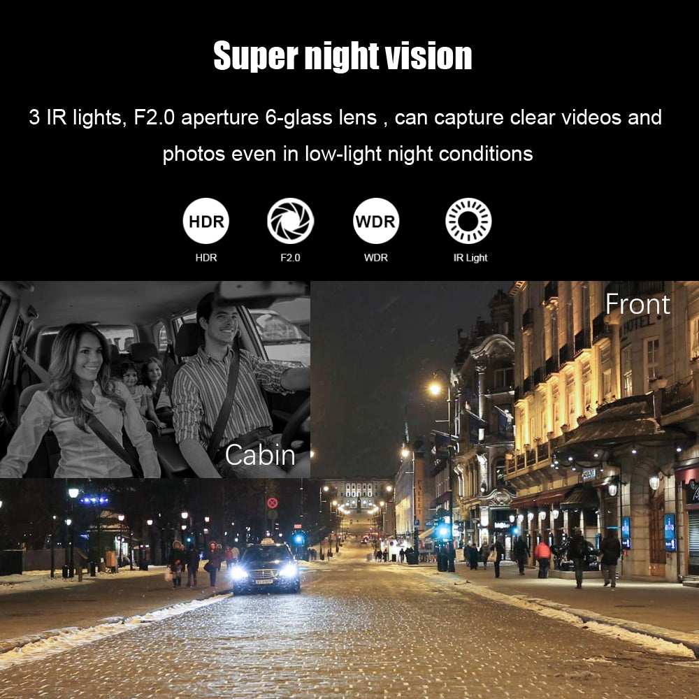 2 Lens Car Video Recorder  HD1080P Camera