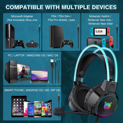 Gaming Headset USB Wired 3.5mm Stereo